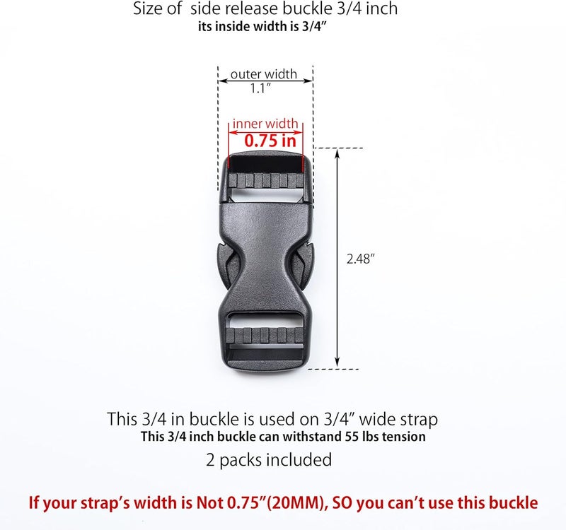 Baitoo Side Release Buckles Heavy Duty Plastic Buckle Snap Clips Clasps Backpack Buckle Replacement for Strap - Image 3